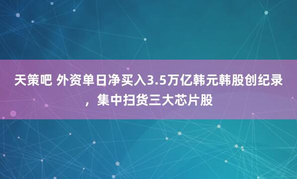 天策吧 外资单日净买入3.5万亿韩元韩股创纪录，集中扫货三大芯片股